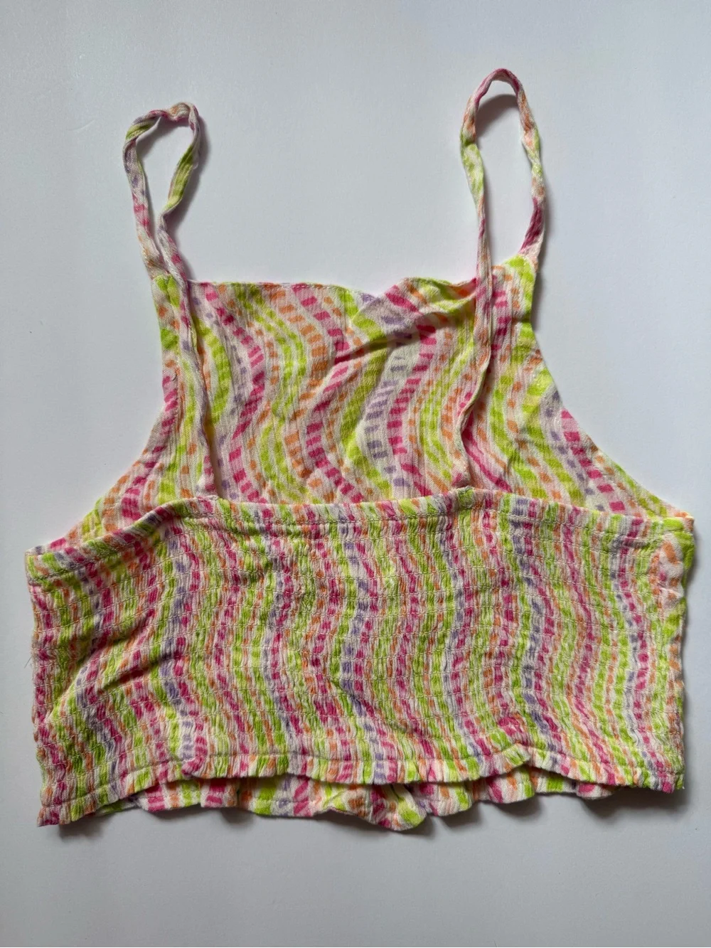 Zara Girls Multicolor Smocked Crop Tank Top Size 11-12 152 Rainbow Crinkle